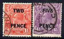 Australia 1930 KG5 Head surcharged set of 2 good commercially used, SG119-20