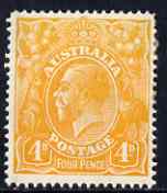 Australia 1914-20 KG5 Head 4d yellow-orange,lightly mounted, SG22a