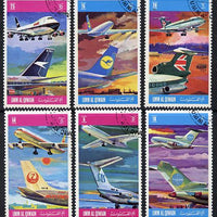 Umm Al Qiwain 1972 Aircraft & Airlines set of 6 cto used, Mi 603-8*
