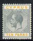 Cyprus 1921-23 KG5 Script CA 10pa grey & yellow mounted mint SG86