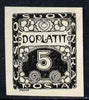 Czechoslovakia 1919 Postage Due 5h imperf proof in black on ungummed paper, as SG D24