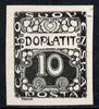 Czechoslovakia 1919 Postage Due 10h imperf proof in black on ungummed paper, as SG D25