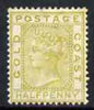 Gold Coast 1876-84 QV 1/2d olive-yellow heavily mounted SG4