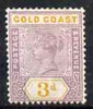 Gold Coast 1898-1902 QV CA 3d fine mounted mint SG29