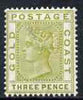 Gold Coast 1884-91 QV 3d olive fine mounted mint SG15a