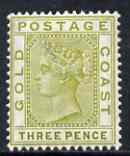 Gold Coast 1884-91 QV 3d olive fine mounted mint SG15a