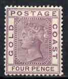 Gold Coast 1884-91 QV 4d deep mauve fine mounted mint SG16