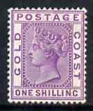 Gold Coast 1884-91 QV 1s br mauve mounted mint SG18a