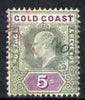 Gold Coast 1902 KE7 Crown CA 5s used with light cancel but red crayon line SG46
