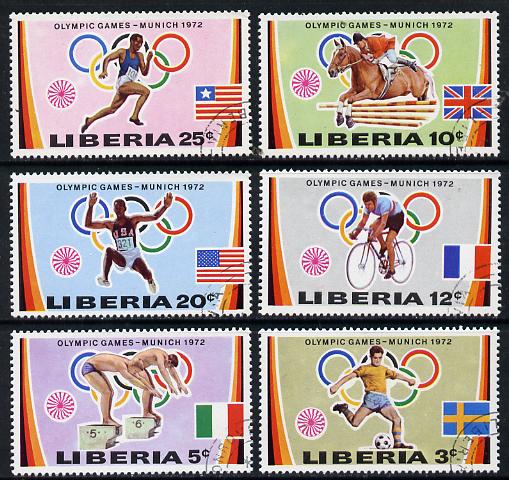 Liberia 1972 Munich Olympic Games set of 6 cto used, SG 1106-11*