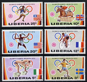 Liberia 1972 Munich Olympic Games set of 6 cto used, SG 1106-11*