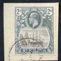 St Helena 1922-37 KG5 Badge Script 2d fine used on small piece SG100