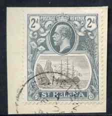 St Helena 1922-37 KG5 Badge Script 2d fine used on small piece SG100