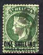 St Helena 1864-73 QV Crown CC P12.5 1s deep green (long bar) used SG19