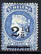 St Helena 1884-94 QV Crown CA 2.5d ultramarine showing Blurred 'A' variety (position 45), mounted mint but tiny thin SG40