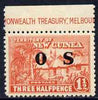 New Guinea 1925-31 Native Village 1.5d opt'd OS marginal unmounted mint with shiny gum, SG O23