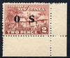 New Guinea 1925-31 Native Village 2d opt'd OS marginal unmounted mint with shiny gum, SG O24