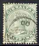 Gibraltar 1886-98 Sterling Currency 1/2d green used SG39