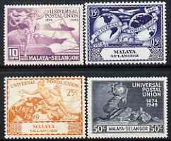 Malaya - Selangor 1949 KG6 75th Anniversary of Universal Postal Union set of 4 mounted mint, SG 111-16
