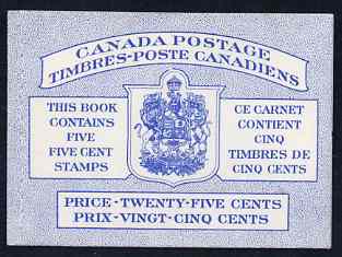 Canada 1954 Booklet 25c blue bilingual stitched cover (Beaver stamps) SG SB52a