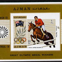 Ajman 1971 Olympics (Show Jumping 1956) imperf m/sheet unmounted mint (Mi BL 327B)