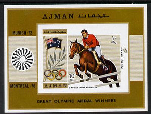 Ajman 1971 Olympics (Show Jumping 1956) imperf m/sheet unmounted mint (Mi BL 327B)