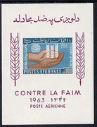 Afghanistan 1963 Freedom from Hunger 1000p imperf m/sheet (without number) unmounted mint