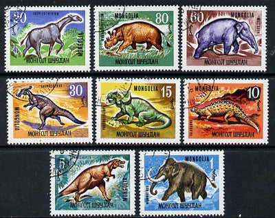 Mongolia 1966 Prehistoric Animals set of 8 cto used, SG 436-43