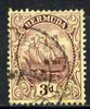 Bermuda 1910-25 KG5 3d purple on yellow used, SG 49