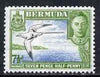 Bermuda 1938-52 KG6 Tropic Bird 7.5d black, blue & bright green, fine mounted mint, SG 114b