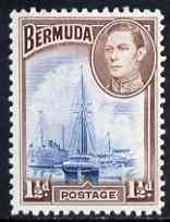 Bermuda 1938-52 KG6 Ships in Hamilton Harbour 1.5d light blue & purple-brown m/m, SG 111b