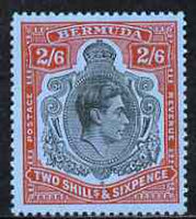 Bermuda 1938-53 KG6 2s 6d black & red on pale blue perf 13 ordinary paper unmounted mint, SG 117d