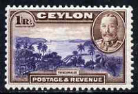Ceylon 1935-36 KG5 Trincomalee 1R definitive fine unmounted mint, SG 378