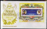 Lesotho 1981 Royal Wedding imperf m/sheet on illustrated cover with first day cancel, SG MS 454var