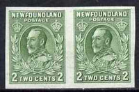 Newfoundland 1932-38 KG5 2c green imperf horizontal pair unmounted mint, SG 223a