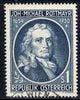 Austria 1954 Birth Tercentenary of Rottmayr von Rosenbrunn (painter) 1s green fine used, SG1263