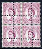 Great Britain 1952-67 Wilding 6d mounted mint block of 4 with double perfs, interesting forgery