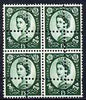 Great Britain 1952-67 Wilding 1s3d mounted mint block of 4 with double perfs, interesting forgery