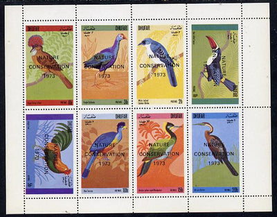Dhufar 1973 Birds #4 (Shrike, Toucan, Woodpecker, etc) complete perf,set of 8 values opt'd 'Nature Conservation 1973' unmounted mint