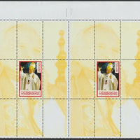 Turkmenistan 1999 Great People of the 20th Century (Pope) horizontal proof pair of perf souvenir sheets from uncut master sheet,unmounted mint