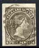 Falkland Islands 1885-91 QV 4d pale grey-black CA wmk s/ways imperf with 2 extremely large & 2 modest margins used SG9var (imperf not recorded on this value)