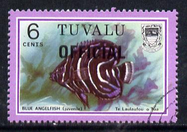 Tuvalu 1981 Official opt on 6c Angelfish (litho opt) SG O5a fine used (gutter pairs pro rata)
