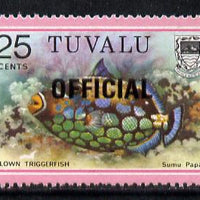 Tuvalu 1981 Official opt on 25c Clown Triggerfish (Typo opt) SG O10 (gutter pairs pro rata)