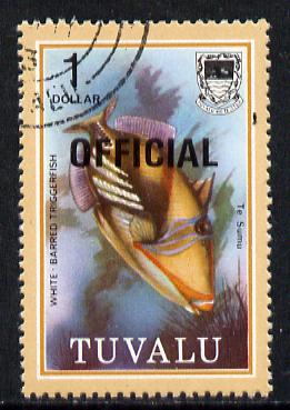 Tuvalu 1981 Official opt on $1 Triggerfish (litho opt) SG O17a fine used (gutter pairs pro rata)