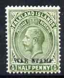 Falkland Islands 1912-20 KG5 War Tax 1/2d green mounted mint SG70/b