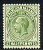 Falkland Islands 1921-28 KG5 1/2d green Script mounted mint SG73/a