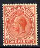 Falkland Islands 1921-28 KG5 1d orange Script mounted mint SG74/b