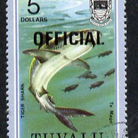 Tuvalu 1981 Official opt on $5 Tiger Shark (litho opt) SG O19a fine used (gutter pairs pro rata)