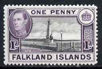 Falkland Islands 1938-50 KG6 Memorial 1d black & violet mounted mint SG148