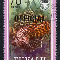 Tuvalu 1981 Official opt on 70c Lionfish (litho opt) SG O16a fine used (gutter pairs pro rata)
